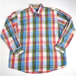 Vintage Alan Flusser Men's Plaid‎ Shirt  Size Large